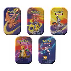 Mini Tin da collezione Prodigi di Kanto 5 Tin: Charizard, Vulpix e Pikachu, Mewtwo, Dragonite, Mew e Psyduck (IT)