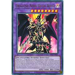 RA02-IT021 Dragone Nero Occhi Rossi Ultra Rara 1a Edizione (IT) -NEAR MINT-
