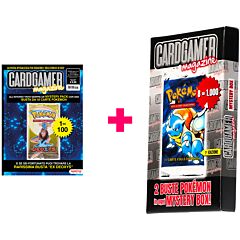 Rivista Cardgamer Magazine n.34/25 + Mystery Box 2 buste Pokemon assortite con possibilita' di trovare 1 Busta Set Base 1a Edizione 1 ogni 125 Mystery Box